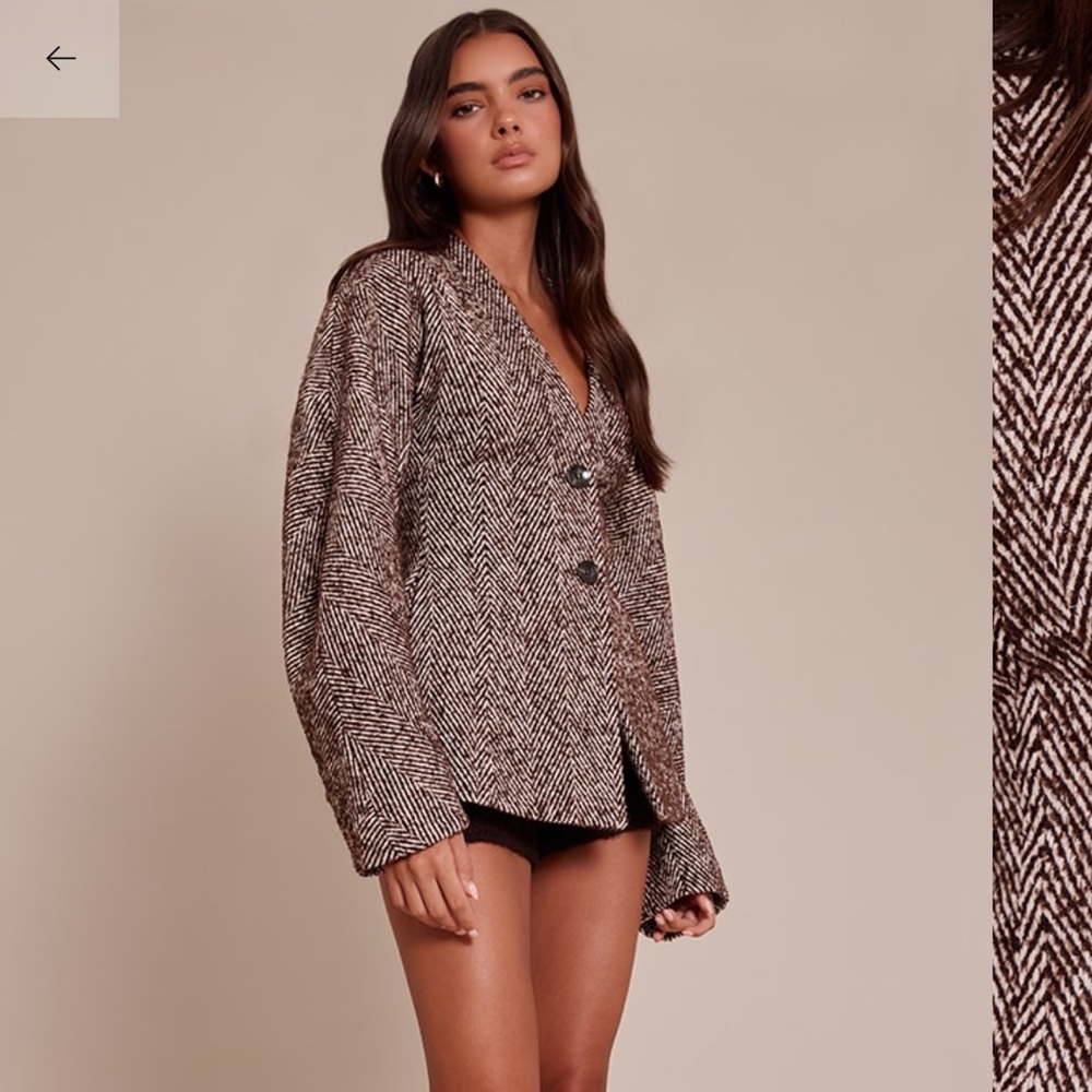 Brown Herringbone Women's Jacket